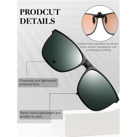 3 Pair Polarized Clip-on Sunglasses Large Anti-glare TR90 Frame Lightweigh Flip - Picture 3 of 6